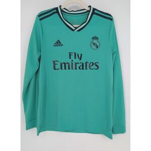 Adidas Real Madrid Soccer Jersey Mens M Green Long Sleeve #7 Climalite Active